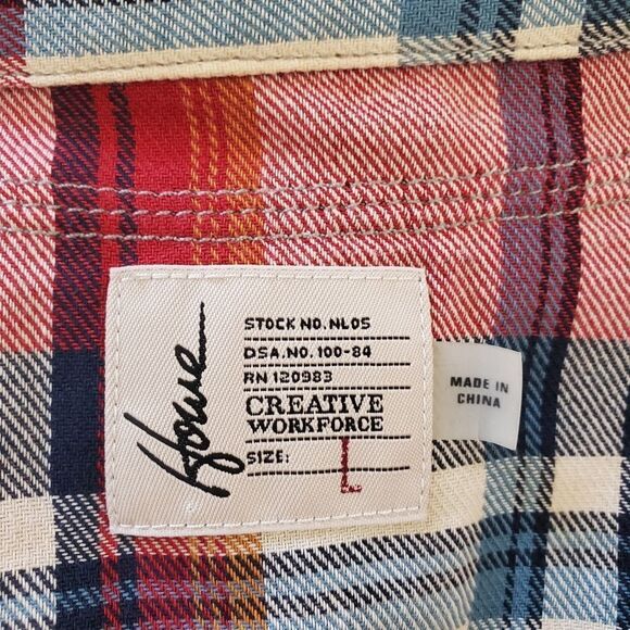 Howe Creative Workforce Button Up Flannel Shirt sz Lg - Picture 8 of 11